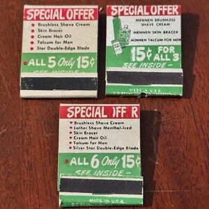 Vintage Matchbooks Lot of 3 Mennen Men’s Grooming Product Advertisements Matches